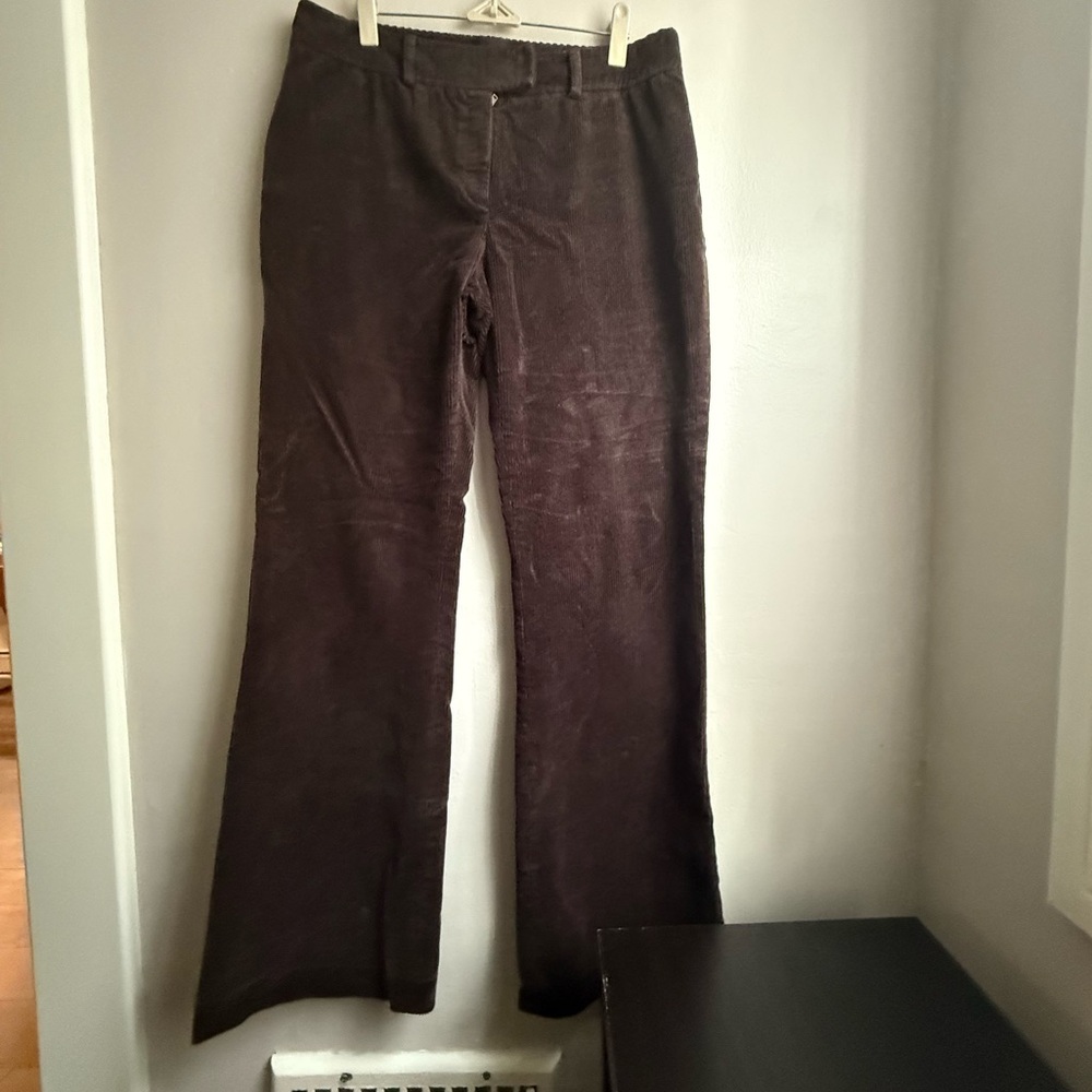 Tahari Arthur S Levine Brown Corduroy Fit Flare Pants Size 8 70s Retro